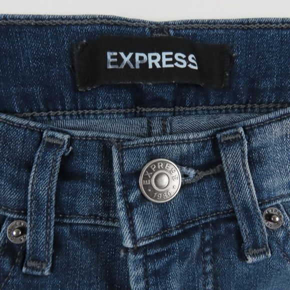 Express Womens Jeans Size 4s Legging High Rise Denim Perfect Medium Wash Blue - Picture 2 of 10